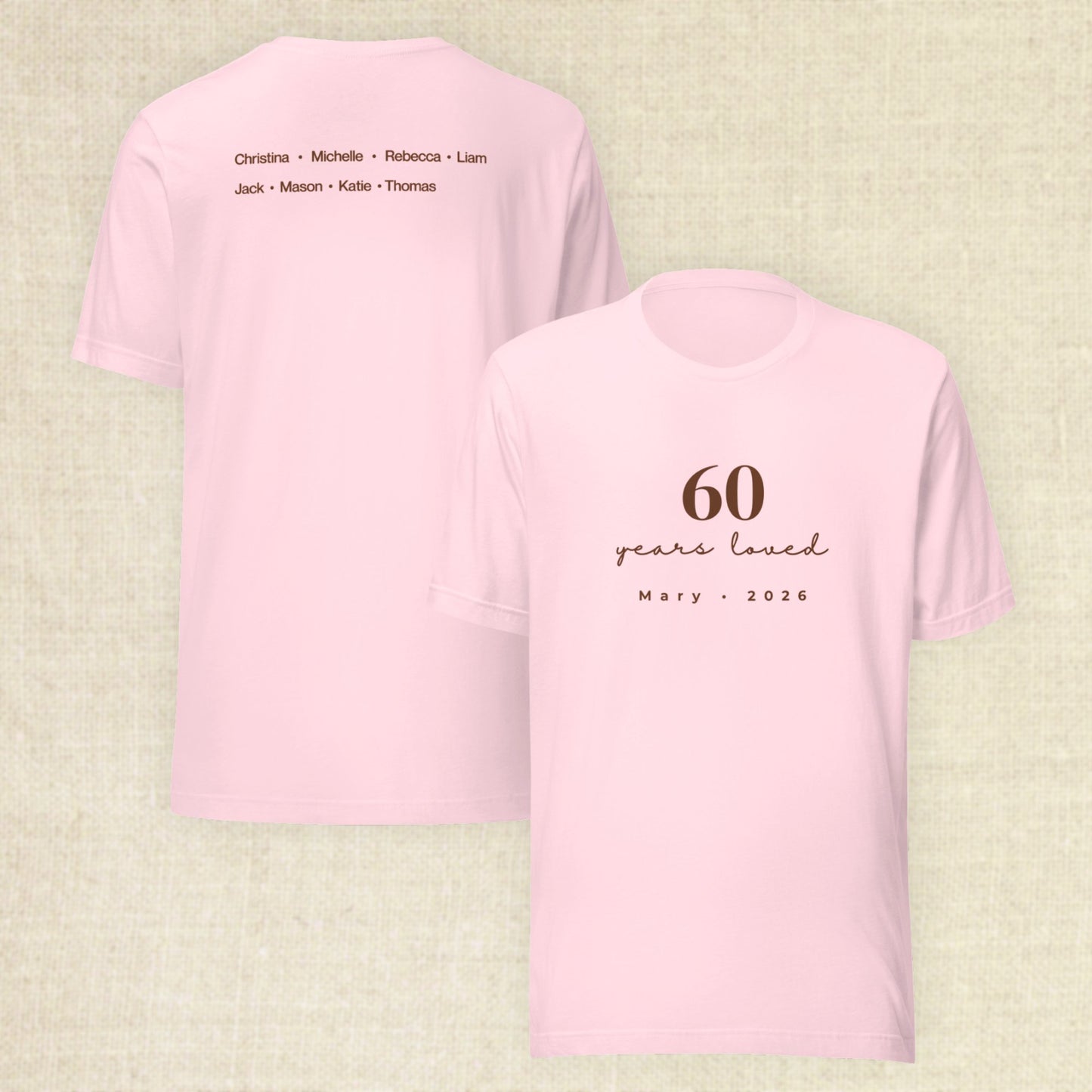 60 Years Loved - Blush & Pebble